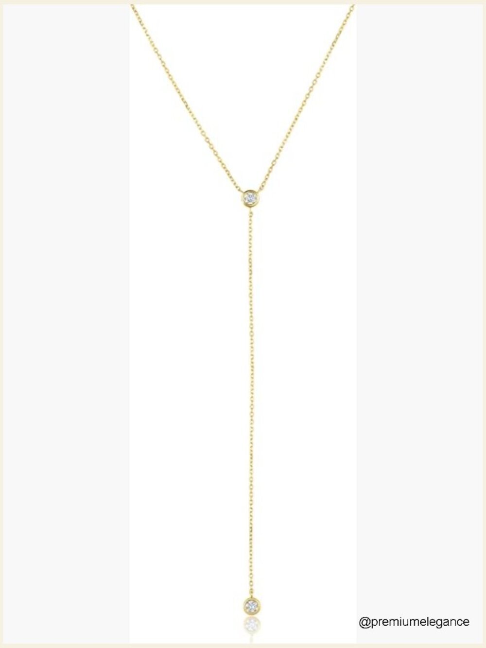 10K Gold Lab Grown Diamond Y-Necklace & Bracelet Set Hypoallergenic Bezel